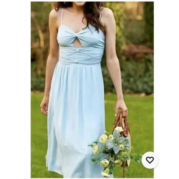 Altard state Bow Cut Out Bella Midi Dress Baby Blue Slip Tank Small - Picture 3 of 11